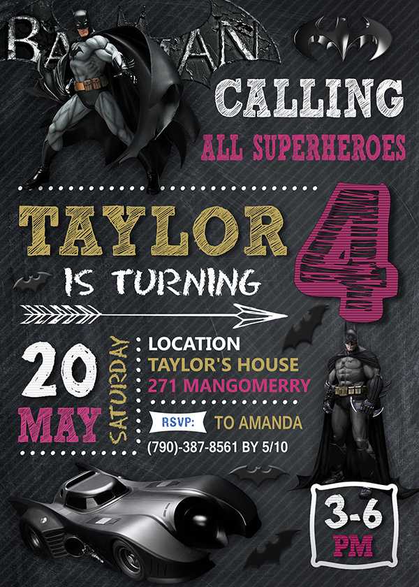 Batman Birthday Cards Handmade, Batman Invite