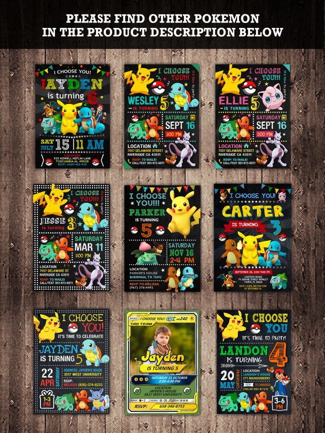 Pokemon Birthday Invitation,  Pokemon Invite