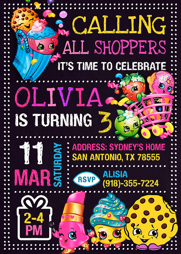 Shopkins Birthday Card Diy,  Shopkins Invite
