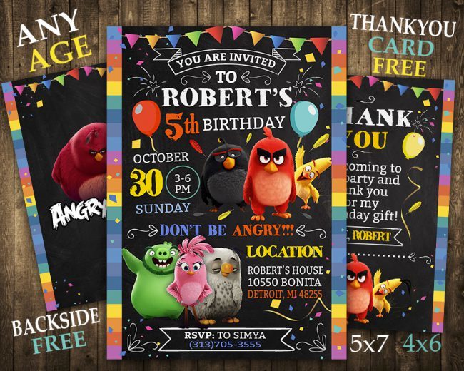 Angry Birds Invitation With Picture,  Angry Birds Invite