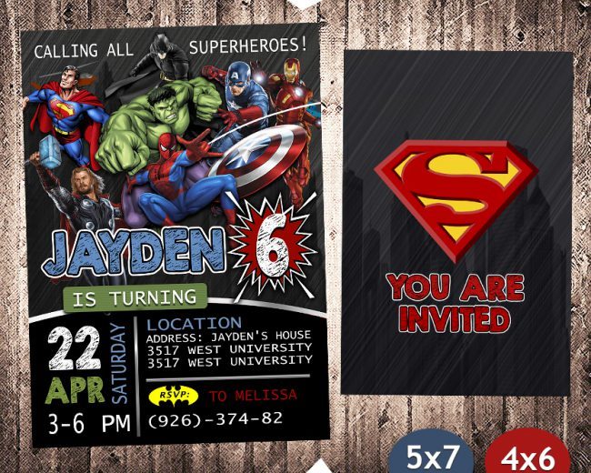 Avengers Party Invites,  Superhero Invitation
