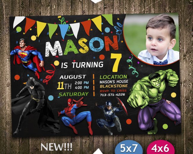 Avengers Birthday Invitations Boys,  Superhero Invitation