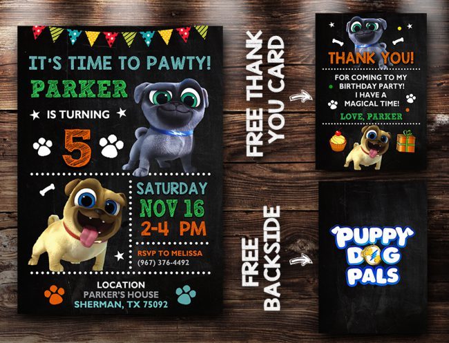 Puppy Dog Pals Invitation, Puppy Dog Pals Invite