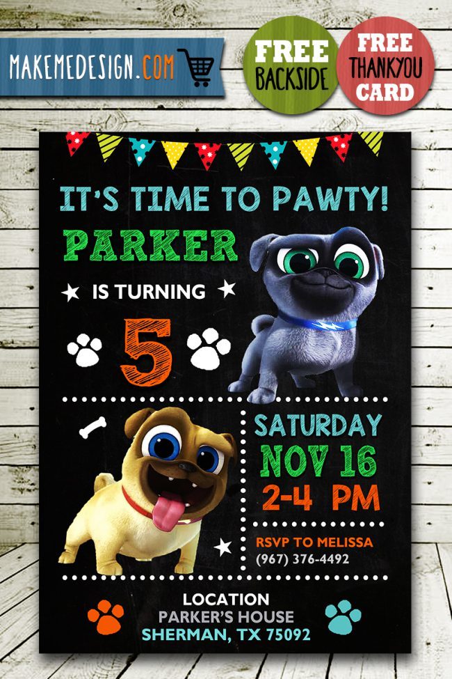 Puppy Dog Pals Invitation, Puppy Dog Pals Invite