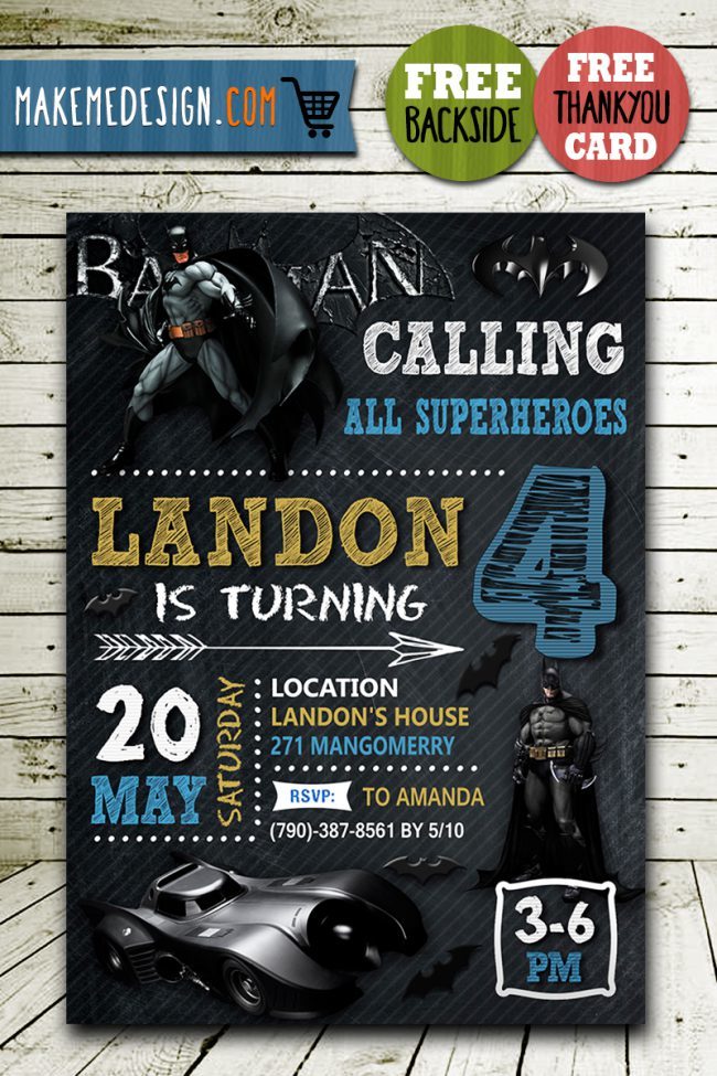Batman Birthday Cards Handmade, Batman Invite