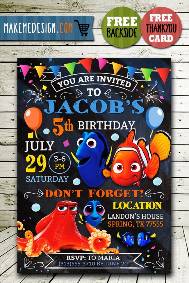 Finding Dory Party Invites,  Finding Nemo Invitation