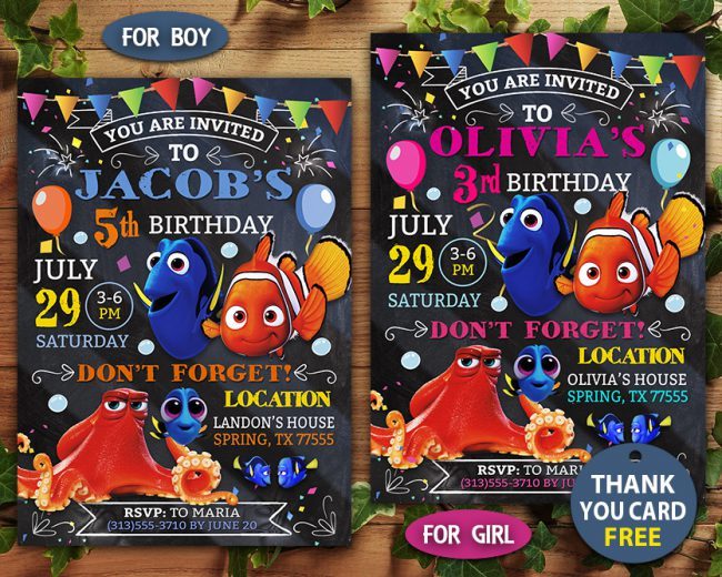Finding Dory Party Invites,  Finding Nemo Invitation