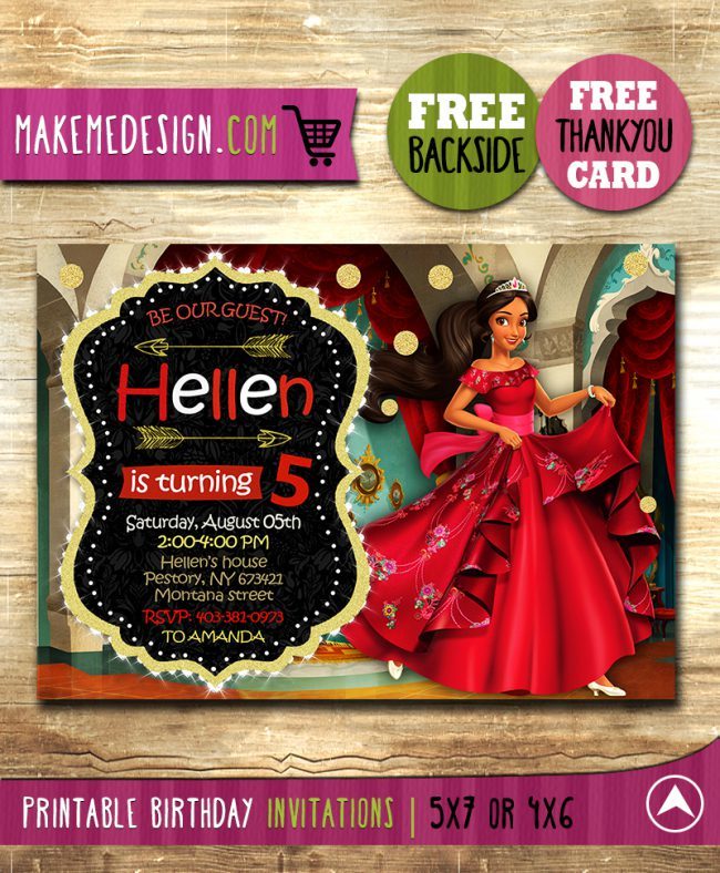 Elena of Avalor Invitation,  Elena of Avalor Invite