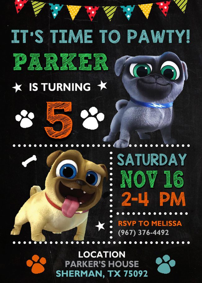 Puppy Dog Pals Invitation, Puppy Dog Pals Invite