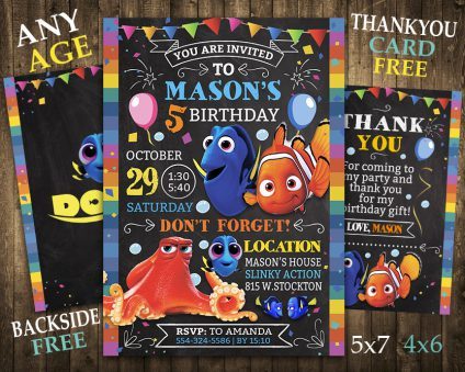 Finding Dory Invitation, Finding Nemo Invitation, Finding Dory Invite, Finding Nemo Invite, Finding Dory Birthday Party, Finding Dory Printable, Finding Dory Card, DIY