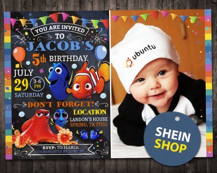 Finding Dory Invitation With Picture,  Finding Nemo Invitation