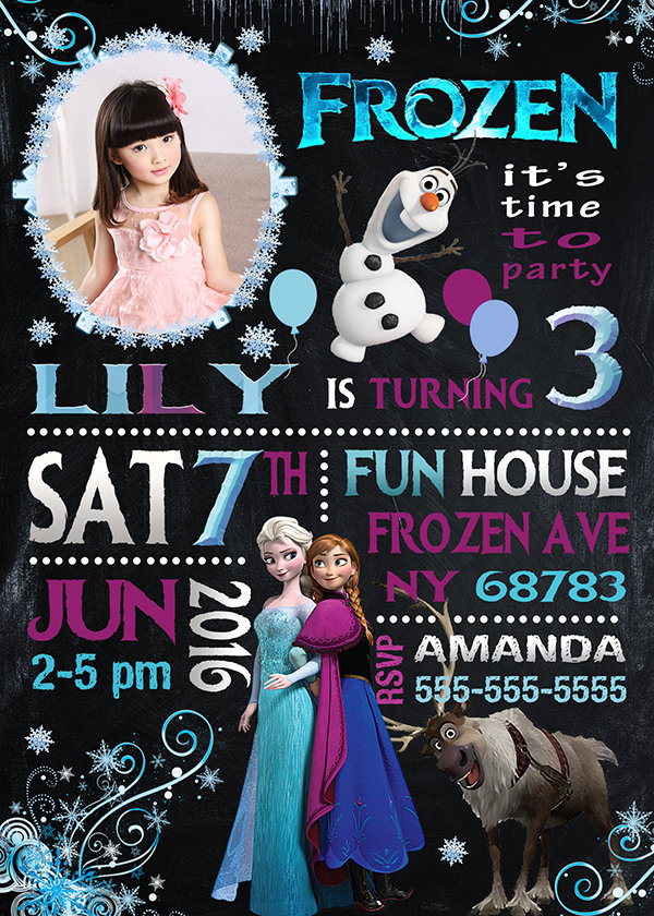Frozen Invitation With Picture,  Frozen Invite