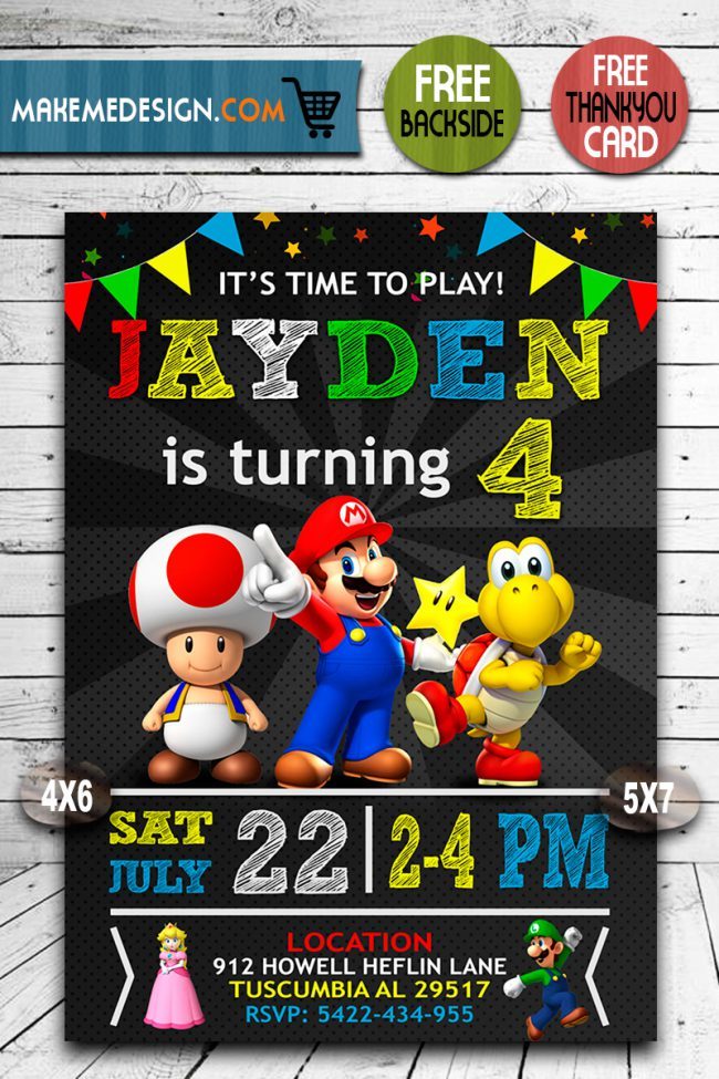 Mario Invitation,  Mario Invite