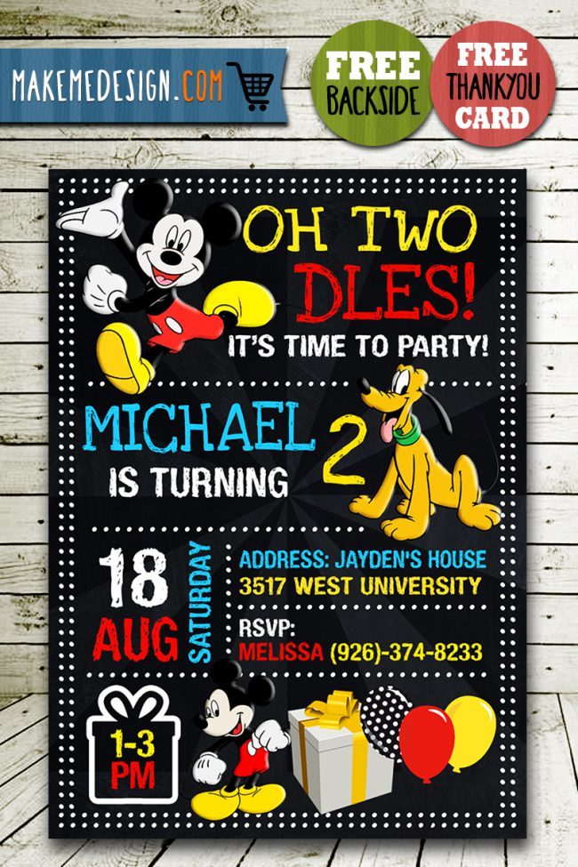 Mickey Mouse Invitation,  Mickey Mouse Invite