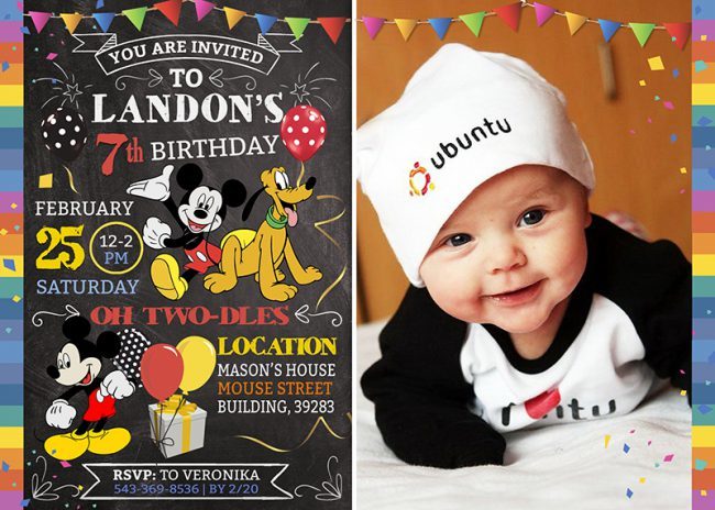 Mickey Mouse Invitation With Picture,  Mickey Mouse Invite