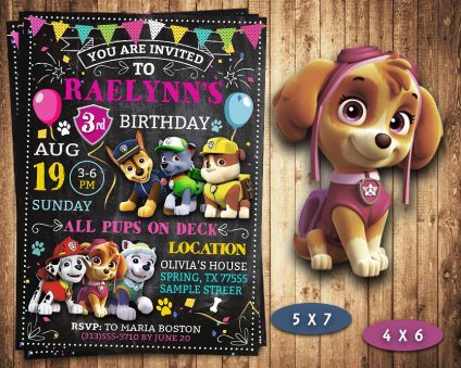 Paw Patrol Party Invites Girl, Paw Patrol Girl Invite