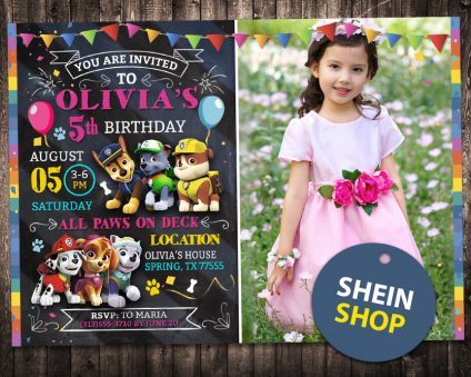 Paw-ty Birthday Invitations Girl, Paw Patrol Girl Invite