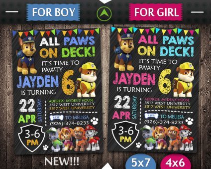 Paw Patrol Party Invites, Paw Patrol Invite