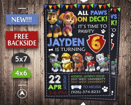 Paw Patrol Birthday Invitations Boys, Paw Patrol Invite