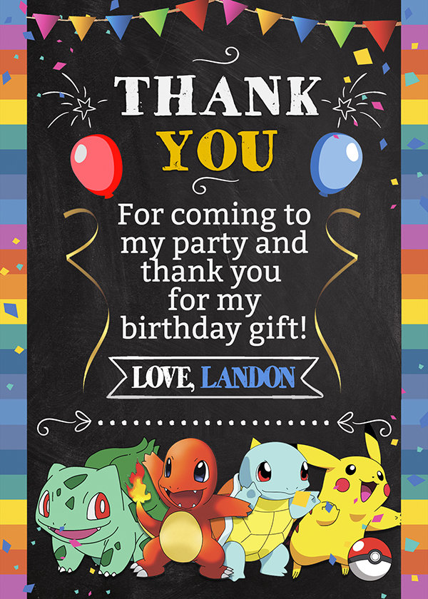Pokemon Birthday Invitation,  Pokemon Invite