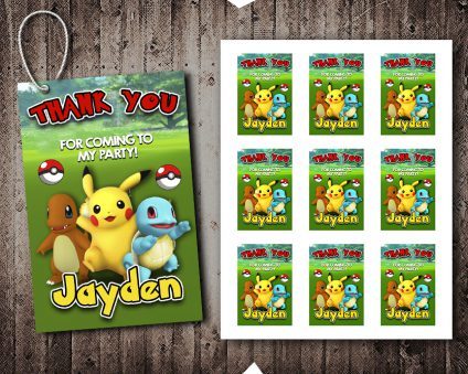 Pokemon Thank You Tags,  Pokemon Tags