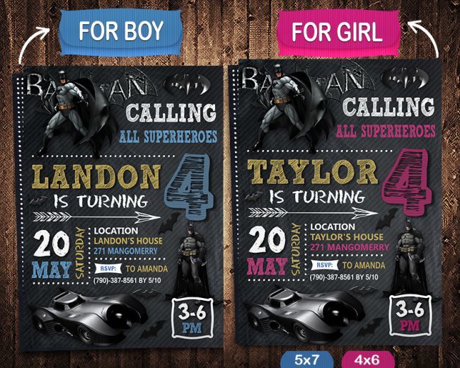 Batman Birthday Cards Handmade, Batman Invite