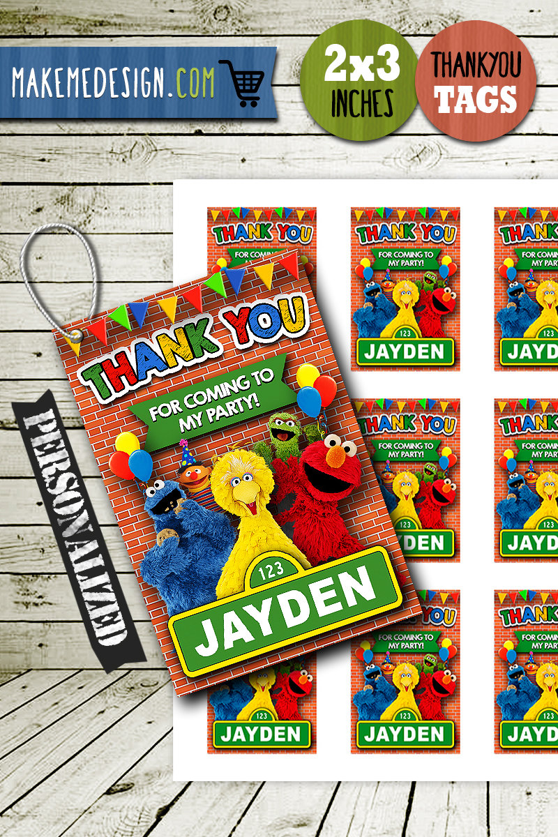 Sesame Street Thank You Tags, Sesame Street Tags, Sesame ...