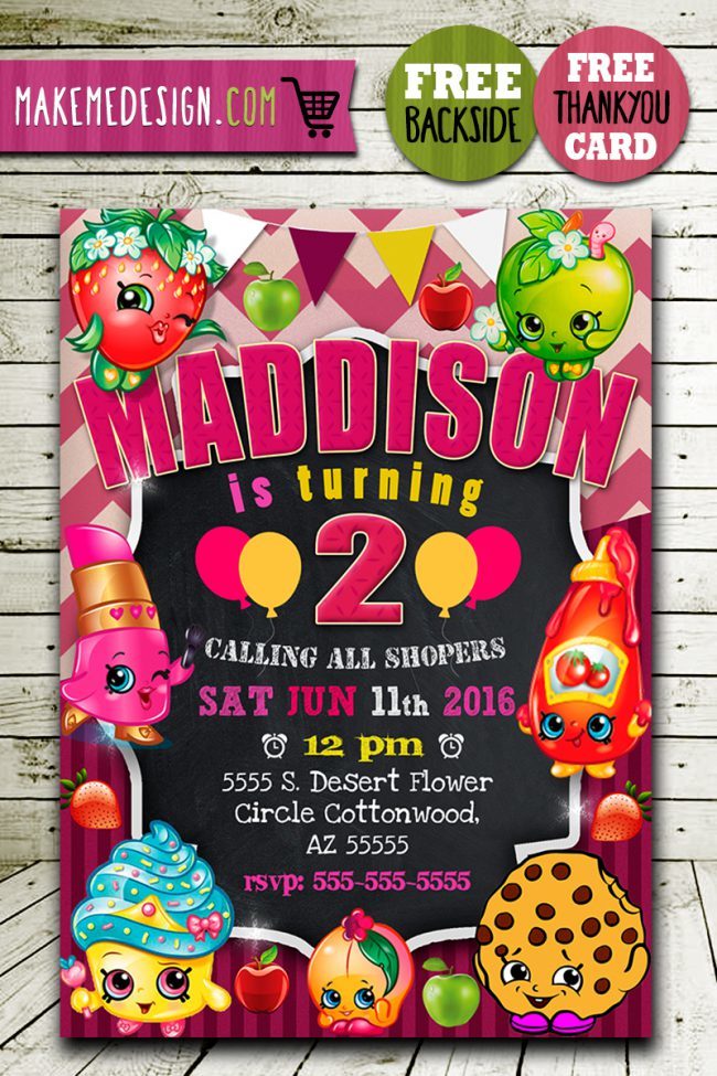 Shopkins Invitation Card,  Shopkins Invite