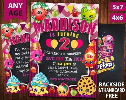 Shopkins Invitation Card,  Shopkins Invite