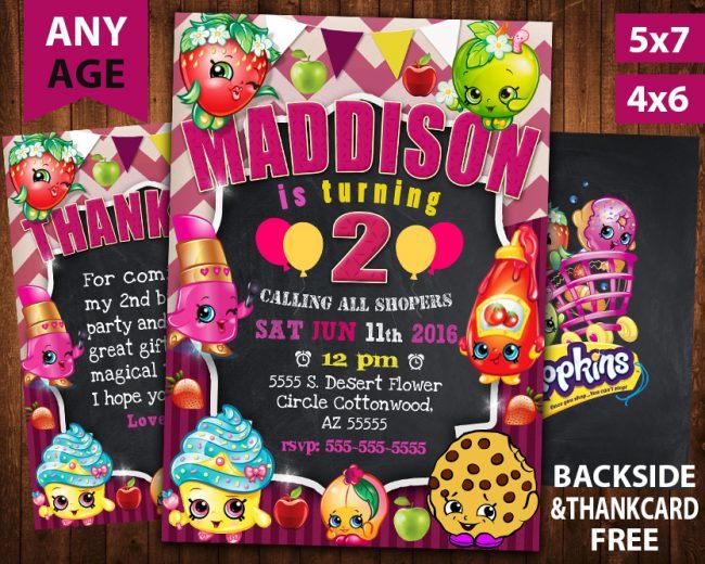 Shopkins Invitation Card,  Shopkins Invite