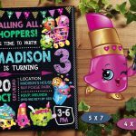 Shopkins Birthday Invitations Girl,  Shopkins Invite