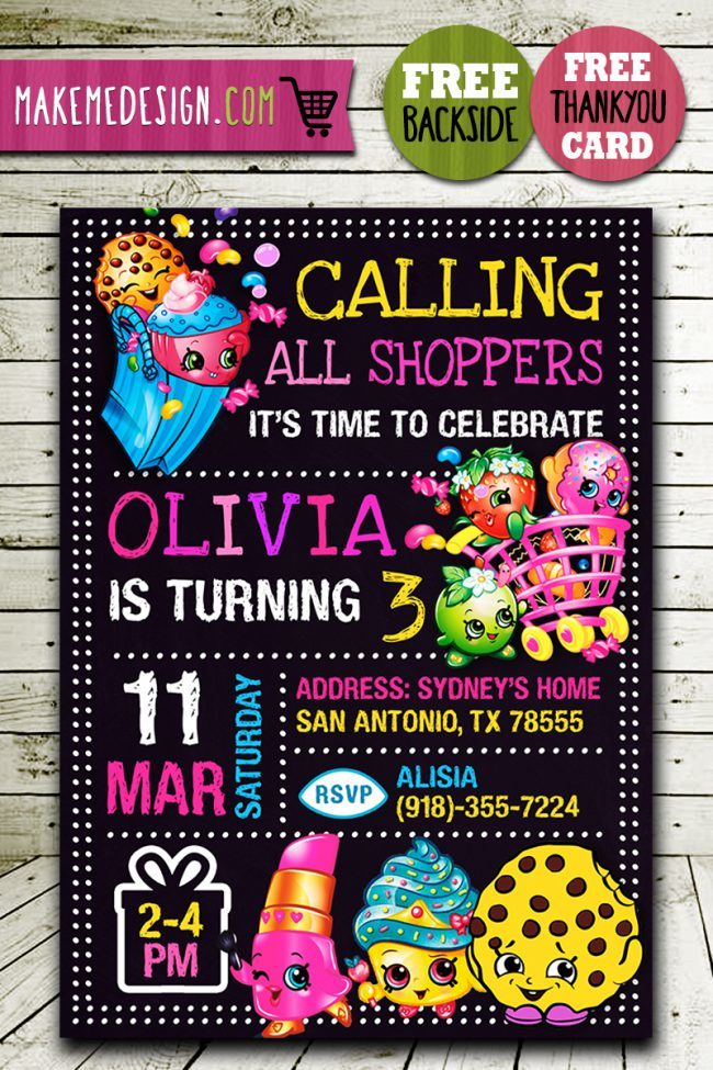 Shopkins Birthday Card Diy,  Shopkins Invite