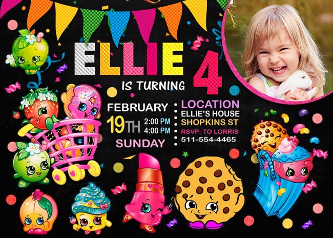 Shopkins Party Invites With Picture, Shopkins Invite