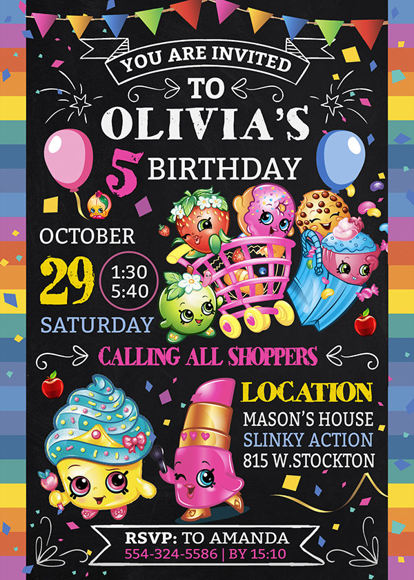 Shopkins Birthday Invitation,  Shopkins Invite