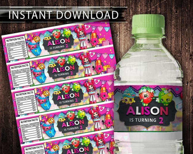 Shopkins Water Bottle Labels, Shopkins Bottle Labels