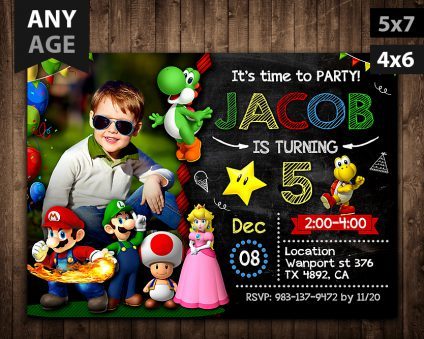 Mario Invitation,  Mario Party Invitation