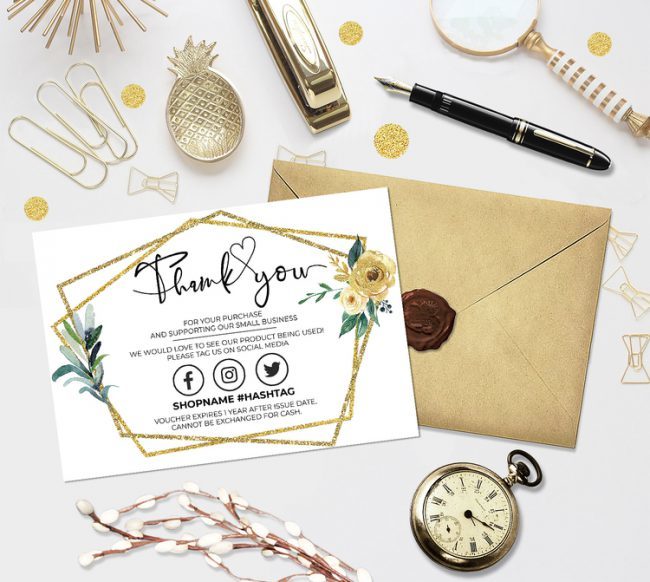 Gold Thank You For Your Order,  Customer Thank You Card
