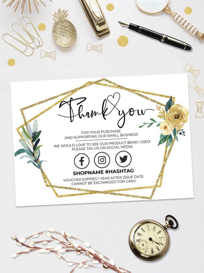 Gold Thank You For Your Order,  Customer Thank You Card