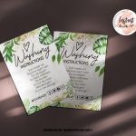Greenery Gold Washing Instructions,  Printable Care Instructions Template