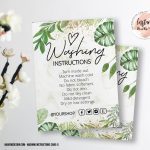 Greenery Gold Washing Instructions,  Printable Care Instructions Template