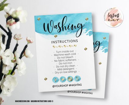Blue Gold Washing Instructions,  Printable Care Instructions Template