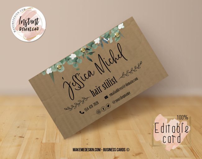 Greenery Brown Business Card,  Design Business