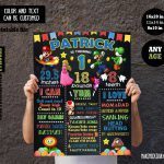 Mario Chalkboard Sign Birthday,  Chalkboard Milestone Poster