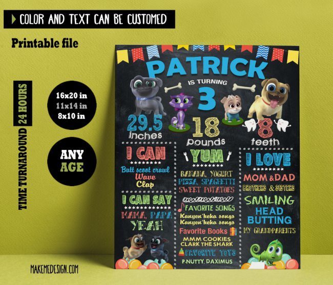 Puppy Dog Pals Chalkboard Sign Birthday,  Birthday Decor