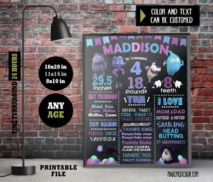 Vampirina Chalkboard Sign Birthday,  Poster Banner Milestone
