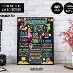 Mario Chalkboard Sign Birthday,  Chalkboard Milestone Poster