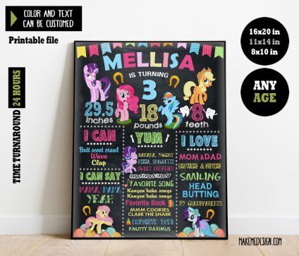 My Little Pony Chalkboard Sign Birthday,  Birthday Sign