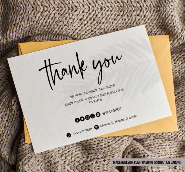 Modern Washing Instructions,  Washing Instructions Card Template