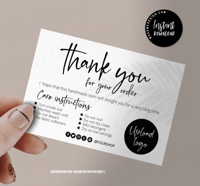 Modern Washing Instructions,  Washing Instructions Card Template