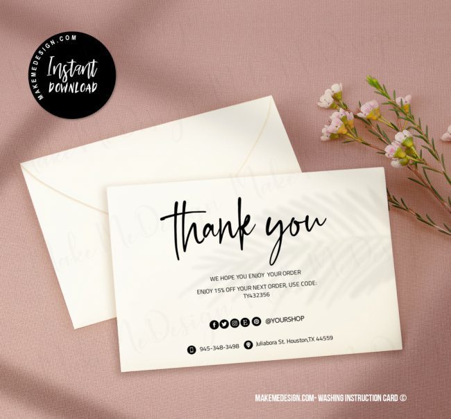Modern Washing Instructions,  Washing Instructions Card Template
